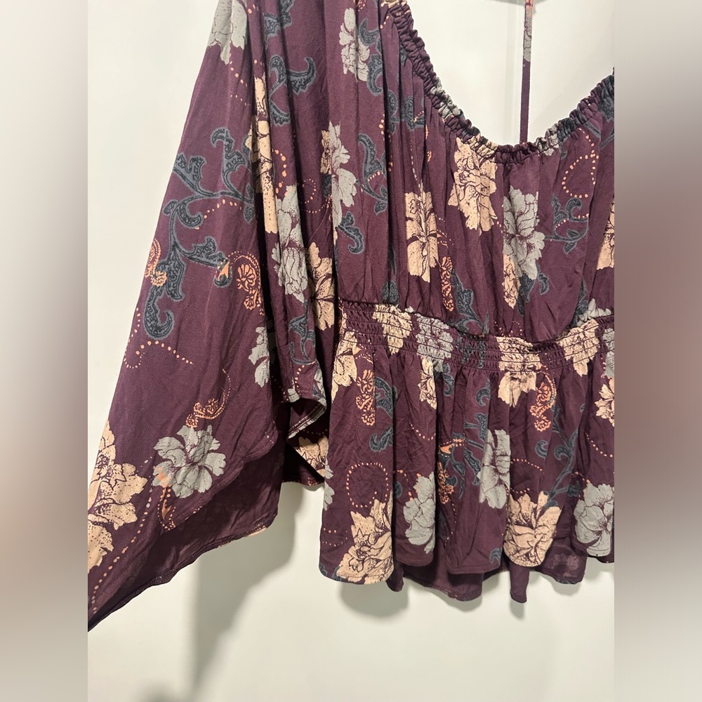 Free People Plum Glenside Peasant Bell Sleeves Top Size Large - MRSP: $88 - Picture 3 of 9